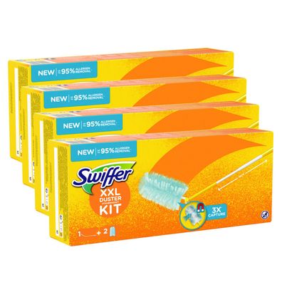 4x Swiffer Staubmagnet XXL Kit Staubbesen Staubtuch - 1 Griff + 2 Tücher
