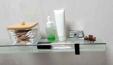 Mezzo Chrome Glasablage 60cm. Metall verchromt/ Glas satiniert Glasregal