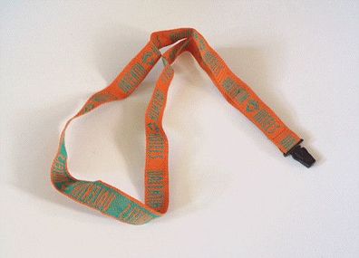 Valentin Hotels Lanyard Schlüsselanhänger Schlüsselband grau-orange Werbeartikel