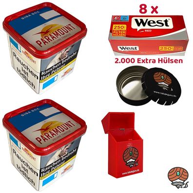 Paramount Volumentabak Giga Box 2x 230g, West Extra Hülsen, Zubehör