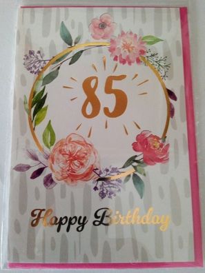 Geburtstagskarte mit Umschlag 85 Happy Birthday