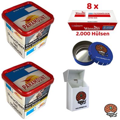 Paramount Volumentabak Giga Box 2x 230g, Winston Extra Hülsen, Zubehör