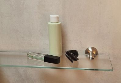 Campagne Satin Glasablage Glasregal 60cm (10.14859) Metall gebürstet/ Glas klar