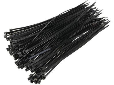 Kabelbinder 200mm x 3,5mm, schwarz 100er Pack, hohe Zugkraft, UV fest