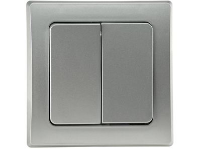 DELPHI Serien-Schalter 2-fach 250V / 10A, inkl. Rahmen, UP, silber