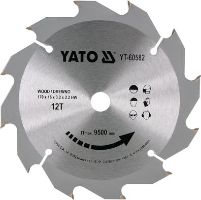 Tarcza widiowa 170x16mm 12Z