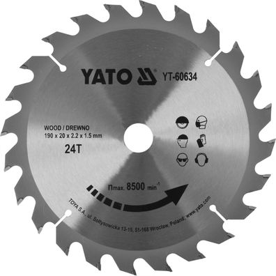 Hartmetall Sägeblatt 190x20mm 24Z