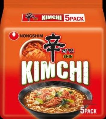 5er-Pack Nongshim Instantnudeln Shin Ramyun Kimchi 120g
