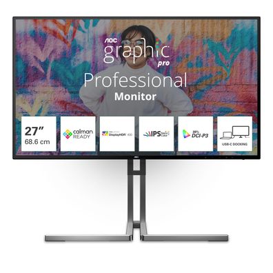 AOC U27U3CV - Graphic Pro Series - LED-Monitor - 68.6 cm (27") - 3840 x 2160 4K @ 60