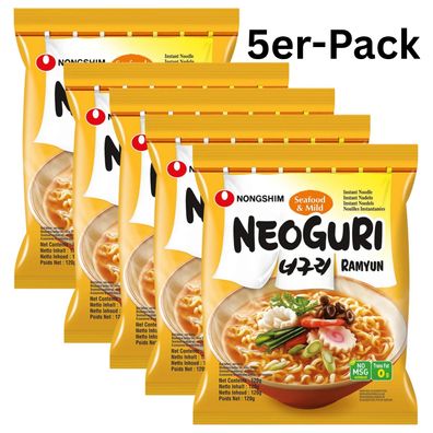 5er-Pack Nongshim Instantnudeln Neoguri Ramyun Seafood mild 120g