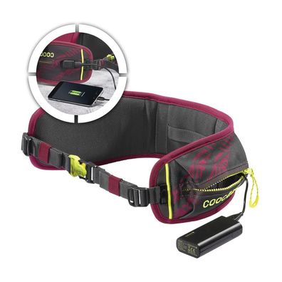 Coocazoo Teccheck Hüftgurt mit Powerbank berry schwarz-rot