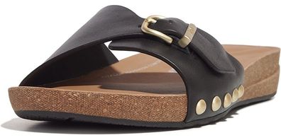 FitFlop Damen Sandalen Iqushion Adjustable Buckle Leather Slides HF1