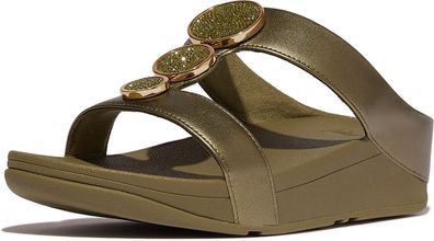FitFlop Damen Sandalen Halo Bead-Circle Metallic H-Bar Slides HJ2