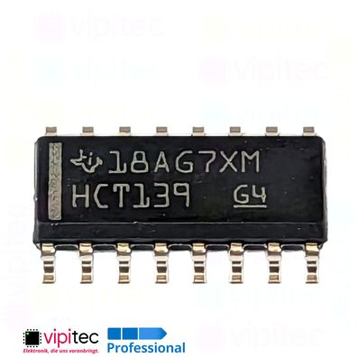 74HCT139 2-zu-4 Leitungsdekoder, Demultiplexer, 2-fach | SMD SO-16 5V TTL 125°C