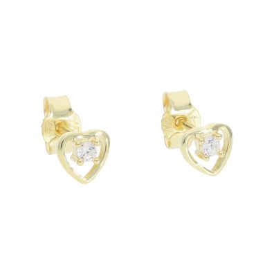 Ohrstecker Kinder Silber 925 Herz goldplattiert Zirkonia JL20-06-1301 JuwelmaLux