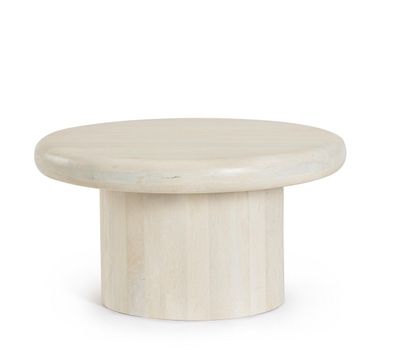 Beistelltisch Lopez Ø75 x 41 cm Mango-Holz Tischplatte mit Sockel Rund Natur