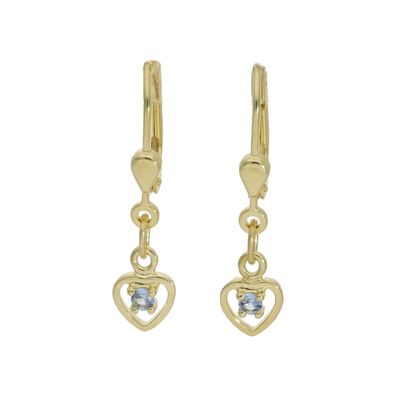 Kinderohrringe Herz Silber 925 goldplattiert Zirkonia hellblau JL20-06-1296
