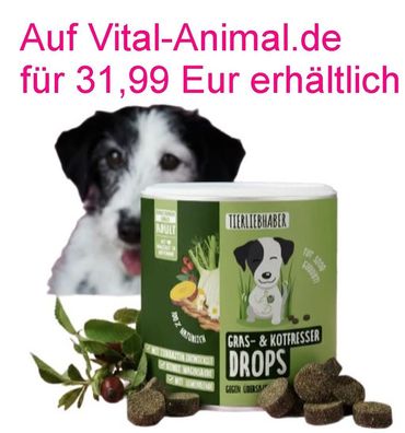Gras- & Kotfressen Drops für Hunde bei fressen von Gras beruhigt den Magen Darm