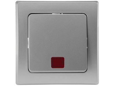 DELPHI Kontroll-Schalter mit Lämpchen 250V / 10A, inkl. Rahmen, UP, silber