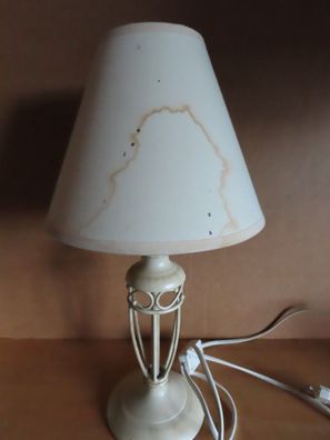 Tischlampe Metall Antica Beige-Gold mit Schirm Elgo 83141 Kippschalter