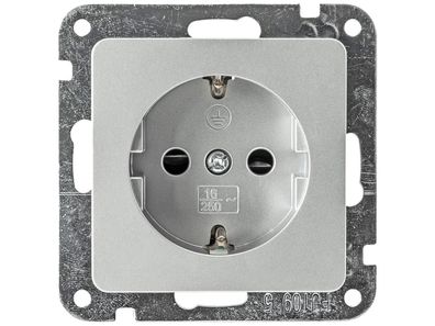 DELPHI Schutzkontakt-Steckdose, silber 250V / 16A, Steckanschluss, ohne Rahmen