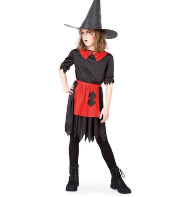 narrenwelt Kostüm Hexe Ruby Kleid Hexe Kind mit Schürze Mädchen 116-152