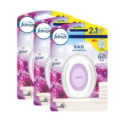 3x Febreze Bad Lufterfrischer Lenor Amethyst Blütentraum Duftstecker Duftgel 2 in 1