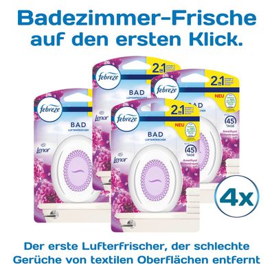 4x Febreze Bad Lufterfrischer Lenor Amethyst Blütentraum Duftstecker Duftgel 2 in 1