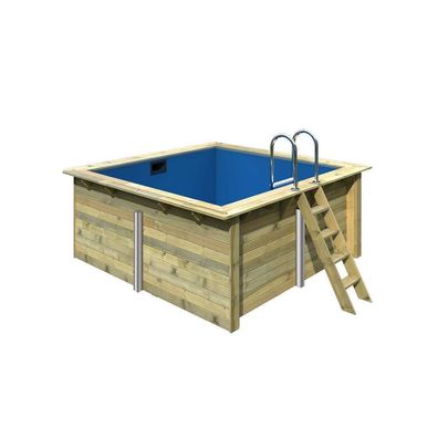 Trend Holzpool SET Rechteck | Blockbohlenecken | Blau | versch. Größen