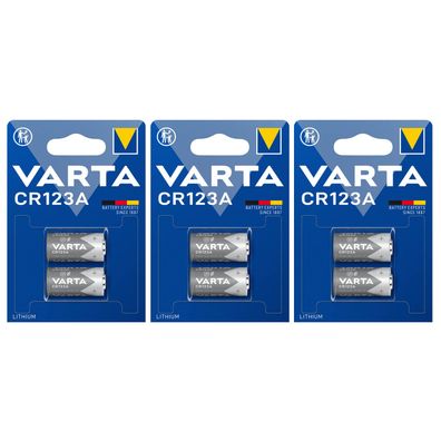 3x Varta CR123A CR17345 Photo Lithium Batterie 3V 6205 ø17x34,5mm 2er Blister