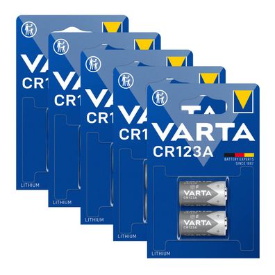 5x Varta CR123A CR17345 Photo Lithium Batterie 3V 6205 ø17x34,5mm 2er Blister