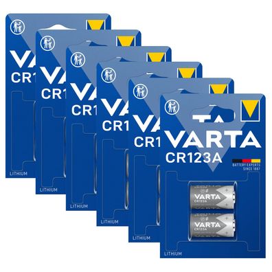 6x Varta CR123A CR17345 Photo Lithium Batterie 3V 6205 ø17x34,5mm 2er Blister