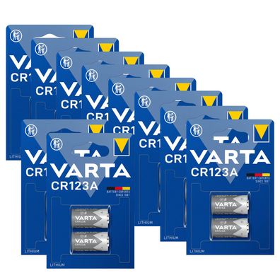 10x Varta CR123A CR17345 Photo Lithium Batterie 3V 6205 ø17x34,5mm 2er Blister