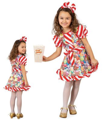 narrenwelt Kostüm Kleid Candy mit Haarreif zuckersüßes Zuckerpuppe 104-128