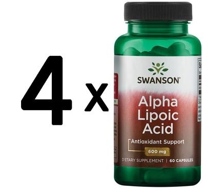 4 x Swanson Alpha Lipoic Acid, 600mg - 60 caps