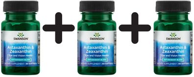 3 x Swanson Astaxanthin & Zeaxanthin - 60 softgels