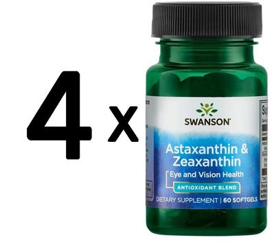4 x Swanson Astaxanthin & Zeaxanthin - 60 softgels