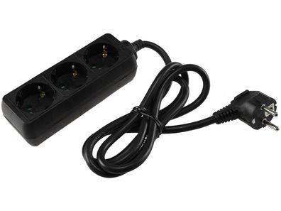 Schutzkontakt-Steckdosenleiste 3-fach3600W, 1,4m Kabel, schwarz