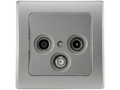 DELPHI Antennendose TV+Radio+Sat inkl. Rahmen, UP, silber