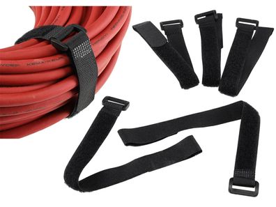 Klettband mit Öse, 5er Pack 30x2cm, schwarz
