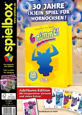 Spielbox 01/2024 inkl. Promo für 6 nimmt!, Dominion und Kutna Hora, sowie 50 Clues