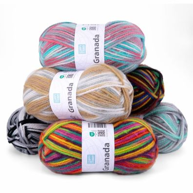 100g Happy Hobby Granada Farbverlaufsgarn Wolle Stricken Häkeln GP 44,90€/1kg