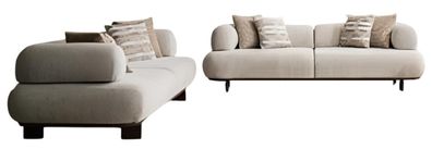 Beige Couchgarnitur Wohnzimmer 3-Sitzer Sofas Textilcouchen Möbel