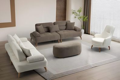 Wohnzimmer Zweifarbige Couchgarnitur 2x Polster 3-Sitzer Sofas