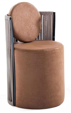 Exklusiver Beiger Sitzhocker Designer Lederhocker Beistellhocker