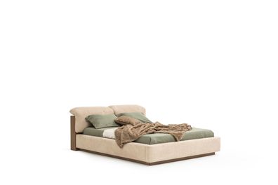 Bequemes beige Bett für erholsamen Schlaf und stilvolles Schlafzimmer