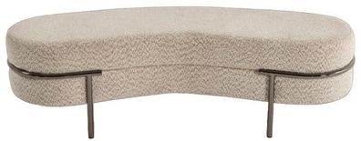 Designer Beige Sitzbank Luxuriöse Metallfüße Edle Beistellbank