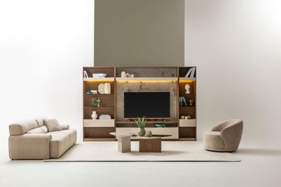 Wohnzimmer-Set mit Sofa Sessel Couchtisch Beistelltisch TV-Schrank
