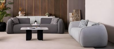 Graues Sofa-Set Designer Stoffcouch Moderne Wohnzimmer Polstermöbel