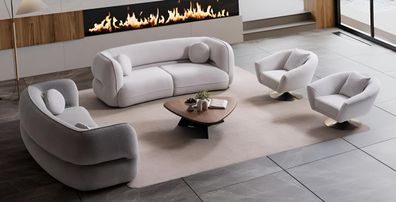 Graues Modernes Sofa-Set 3-Sitzer Sofas Sessel Edle Wohnzimmermöbel
